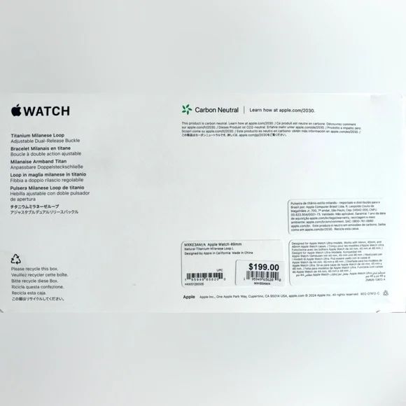 Apple iWatch 49mm NATURAL Titanium Milanese Loop size "L" for UltraII Sealed,NEW - Picture 5 of 14